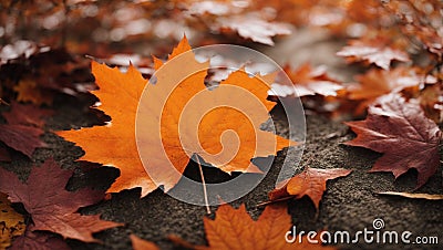 Maple border background in orange autumn,AI Stock Photo