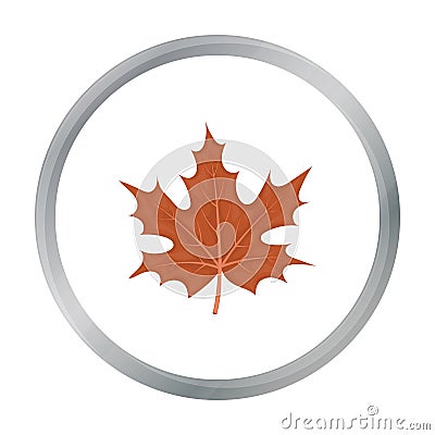 Maple leaf icon in cartoon style isolated on white background. Canadian Thanksgiving Day symbol stock vector Vector Illustration