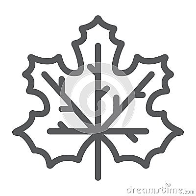 Maple leaf line icon, canada and nature, autumn sign, vector graphics, a linear pattern on a white background. Vector Illustration