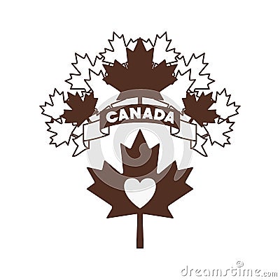 Maple leaf ribbon heart and Canada design Vector Illustration