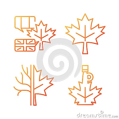 Maple leaf significance gradient linear vector icons set Vector Illustration