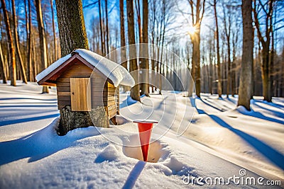 Maple Syrup Production Plummets A Shrinking Spring Tradition Facing Challenges Due to Unpredictable Weather Patterns Stock Photo