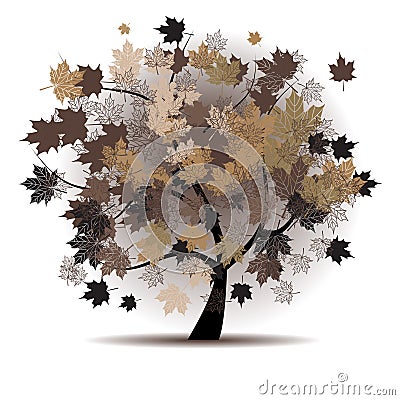 Maple tree, autumn leaf fall Vector Illustration