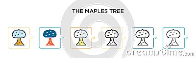 The maples tree vector icon in 6 different modern styles. Black, two colored the maples tree icons designed in filled, outline, Vector Illustration