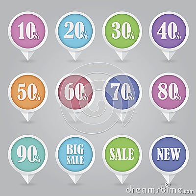 Mapping pins icons SALE Vector Illustration