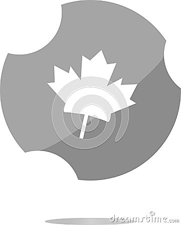 Mapple leaf icon glassy web button . Flat sign isolated on white background Stock Photo