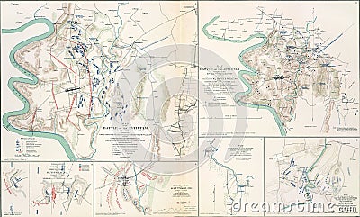 Maps of the battlefield of Antietam, 1862 Stock Photo