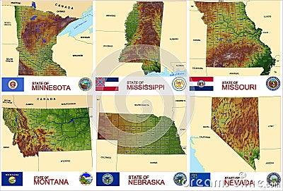 Maps counties USA states Stock Photo