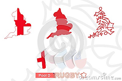 Maps of England in three versions for rugby international championship Vector Illustration