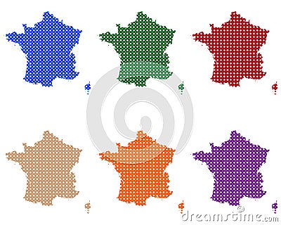 Maps of France in circles Vector Illustration