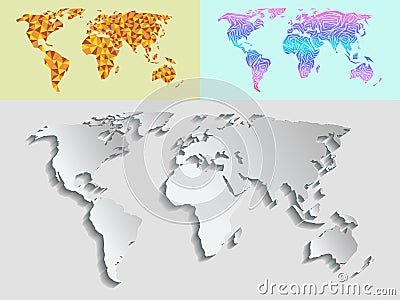 Maps globe Earth contour outline silhouette world mapping cartography texture vector illustration Vector Illustration
