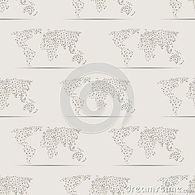 Maps globe Earth contour seamless pattern background silhouette world mapping cartography texture vector illustration Vector Illustration