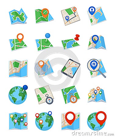 Maps & Navigation Icons - Set 2 Vector Illustration