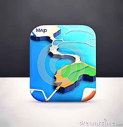 Maps & Navigation Software App Icon. Generative AI. Stock Photo