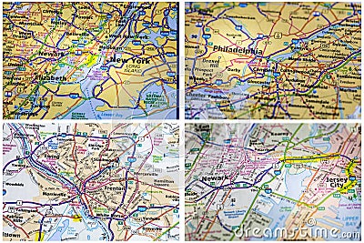 Maps New York collage Stock Photo