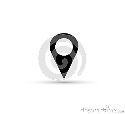 Maps pin. Location map black icon. Location pin. Pin icon vector. Communication, background. Stock Photo