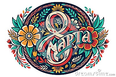 8-mapta-lettering--inscribed-floral-orname.eps Vector Illustration