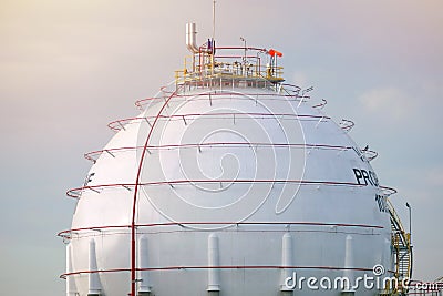 Maptaphut, Rayong Region, Thailand - November 30th, 2018:Oil tank Oval in the harbor Maptaphut Port, Rayong, Thailand Editorial Stock Photo