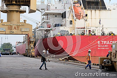 Maptaphut, Rayong Region, Thailand - November 30th, 2018: Ship Vessel Dock Maptaphut Port, Rayong, Thailand Editorial Stock Photo
