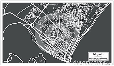 Maputo Mozambique City Map in Retro Style. Outline Map. Stock Photo