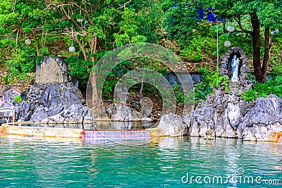 Maquinit Hot Spring at Busuanga island near Coron town, tropical swimming pools, Palawan, Philippines Stock Photo