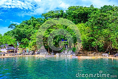 Maquinit Hot Spring at Busuanga island near Coron town, tropical swimming pools, Palawan, Philippines Stock Photo