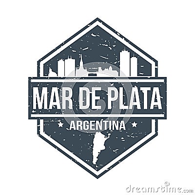 Mar de Plata Argentina Travel Stamp Icon Skyline City Design Tourism Badge Rubber. Vector Illustration