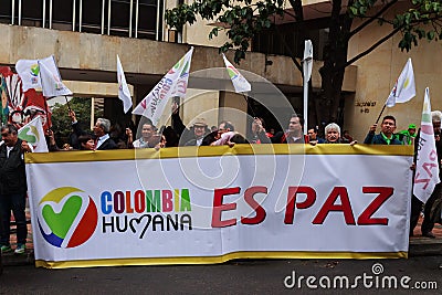 18 Mar 2019 - March for the defense of the JEP, Special Jurisdiction for peace BogotÃ¡ Colombia Editorial Stock Photo