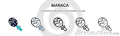 Maraca icon in filled, thin line, outline and stroke style. Vector illustration of two colored and black maraca vector icons Vector Illustration