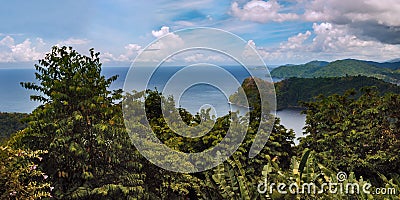 Maracas bay in Trinidad and Tobago view from above the hills. Stock Photo