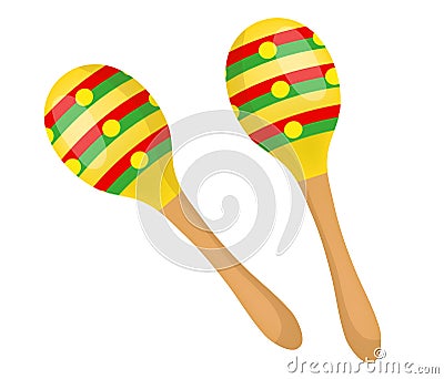 Maracas icon flat, cartoon style. Beanbag is isolated on white background. Vector illustration, clip art. Vector Illustration