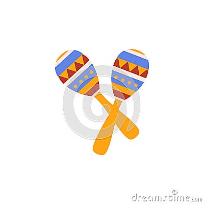 Maracas percussion musical instrument cartoon flat vector illustration isolated. Vector Illustration