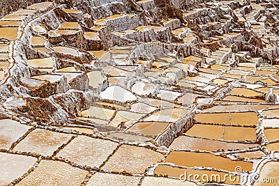 Maras Salt Terraces and ponds, Cusco, Peru Stock Photo