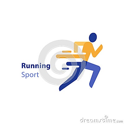 Marathon event, running activity, abstract runner, triathlon, vector icon Vector Illustration