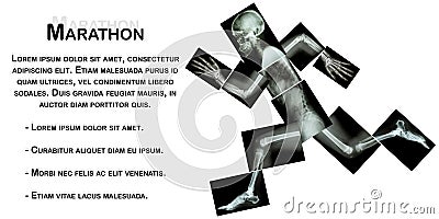 Marathon (human bone is running) ,(Whole body x-ray) Stock Photo