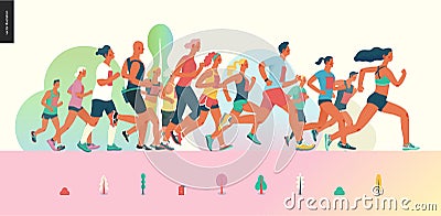 Marathon race group Vector Illustration