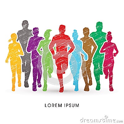 Marathon Runners graphic Vector Illustration