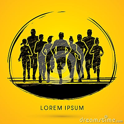 Marathon Runners graphic Vector Illustration