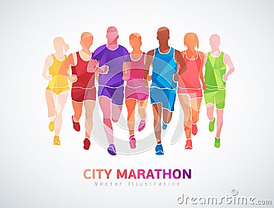 City Marathon runners. Eps file Vector Illustration