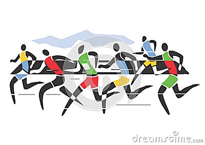 Marathon runners Vector Illustration