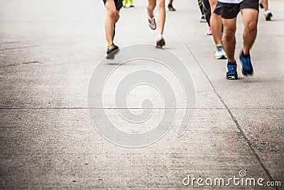 Marathon running race people competing in fitness and healthy ac Stock Photo