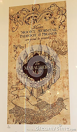 The Marauder`s map at Warner Bros. Studios, London, UK Editorial Stock Photo