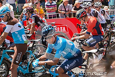 Nairo Quintana from Movistar Cycling Team before the start of the second round of La Vuelta 2018 Editorial Stock Photo