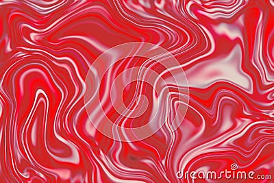 Marble abstract background digital illustration. Bright red surface artwork with mesh of white and red paint. Cartoon Illustration