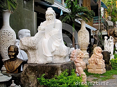 Marble asian sculptures Stock Photo