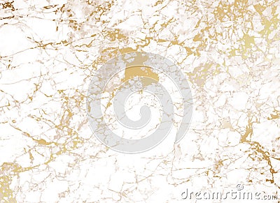 White Marble background with golden texture. Vector Illustration