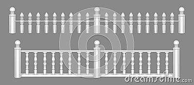 Marble balustrade, balcony railing or handrails. Vector Illustration