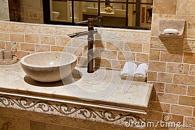 Marble bathroom sink Stock Photo