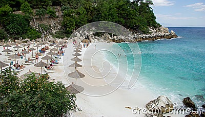 Marble beach - Saliara beach, Thassos Island, Greece Stock Photo