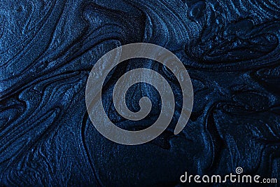 Marble blue shimmer abstract background. Make up concept.Beautiful stains of liquid nail laquers.Fluid art,pour painting technique Stock Photo